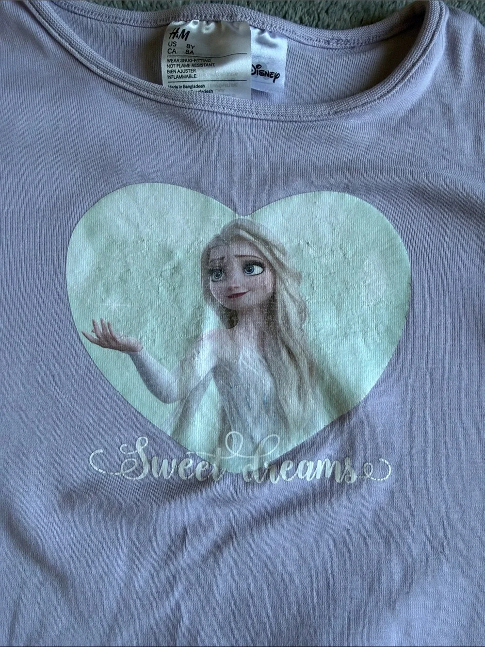 H&M Lavender Frozen Elsa 'Sweet Dreams' Pajama Set